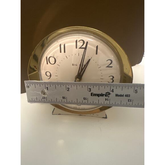 VTG Westclock Big Ben Mechanical windup clock alarm cream gold metal gear driven - Picture 12 of 12